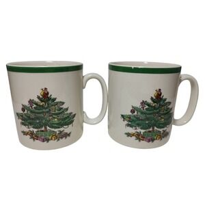 Vintage Spode Christmas Tree‎ Mugs Cups S3324 U Made in England Set of Two READ
